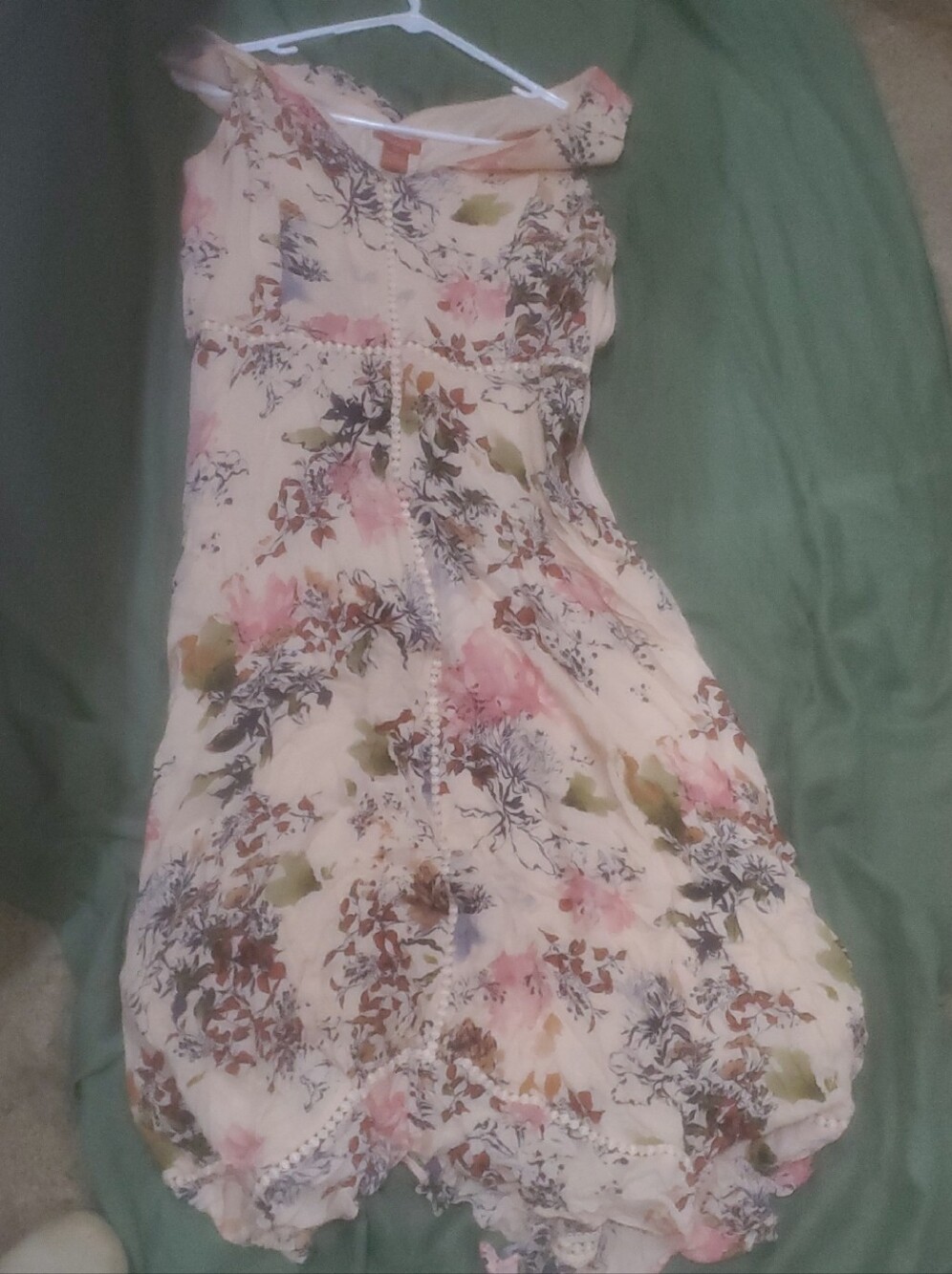 Sundance Floral Midi Dress in Cream with Pink and Green Accents